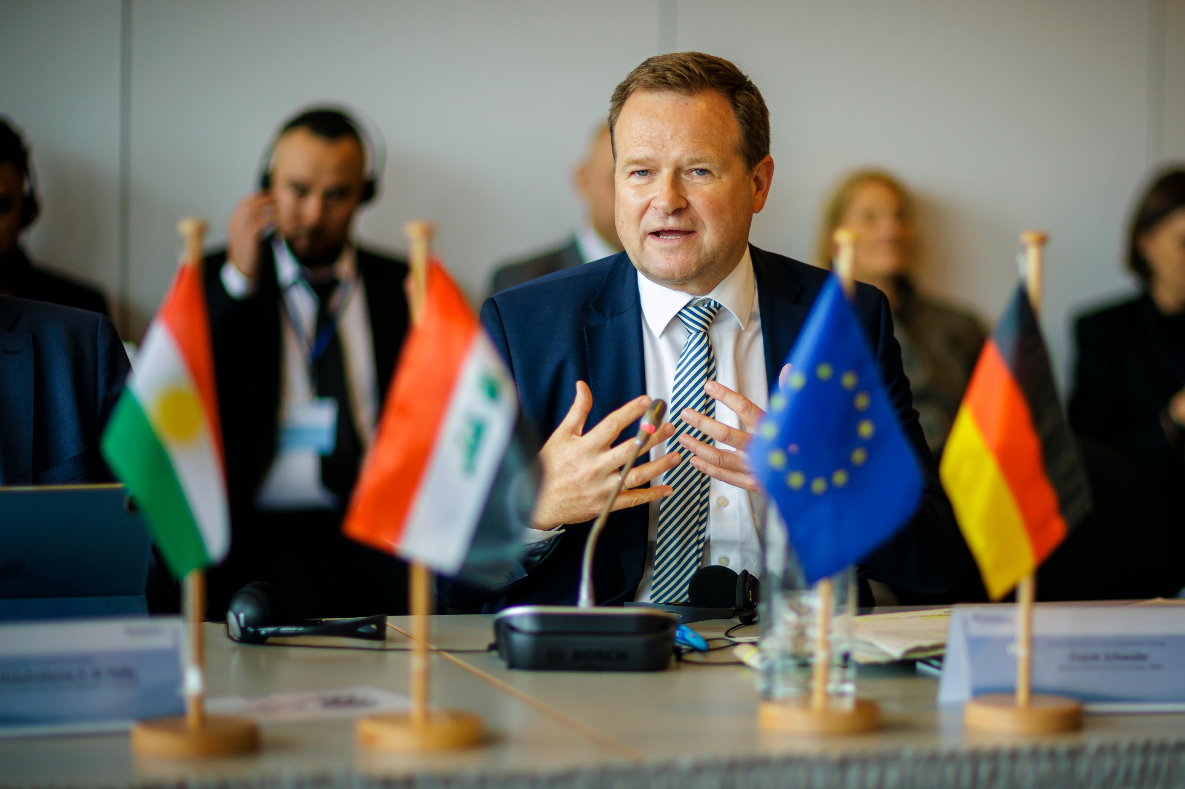 Frank Schwabe, Federal Government Commissioner for Freedom of Religion or Belief, at a dialog event on the future of the Yazidis in Iraq